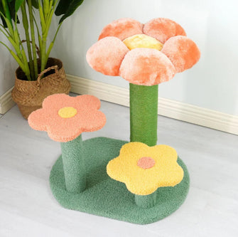 Flower-Styled Cat Tree with Soft Nest & Scratching Posts