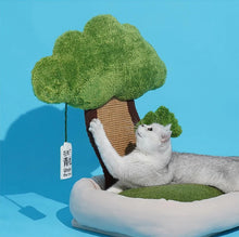 ZeZe Multifunctional Cat Bed With Sisal Scratcher And Dangly Toy "Relax Under The Potted-Tree"