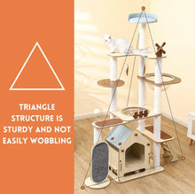 Adorable & Attractive Modern Wooden Large Cat Tree with Windmill Design