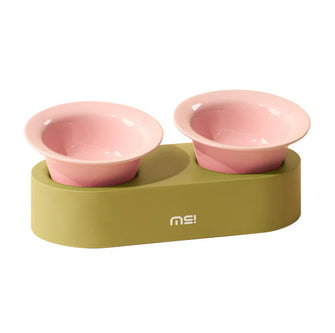 Makesure Series Jingle 2-in-1 Ceramic Pet Bowl Set for Food & Water Cat Bowls - Mixed Color