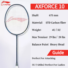 Li-Ning AXFORCE 10 Badminton Racquet For Attackers - Dark Blue