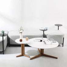 Ivory Oak Round Coffee Table Set