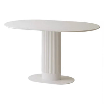 Pillar White Oval Dining Table