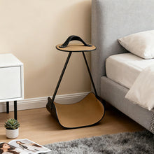 Italian Style Leather Side Table