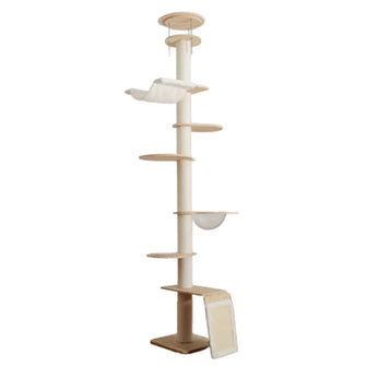 Floor to Ceiling Climbing Solid Wood Hemp Rope 7-layer Cat Tree