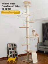 Floor to Ceiling Climbing Solid Wood Hemp Rope 7-layer Cat Tree