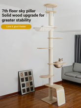 Floor to Ceiling Climbing Solid Wood Hemp Rope 7-layer Cat Tree
