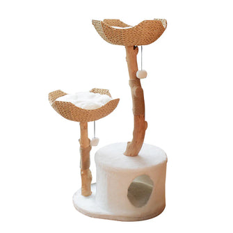 Solid Wood Hemp Rope Cat Tree