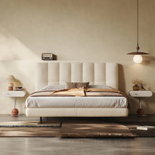 Modernist Cream Leather Bed