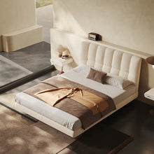 Modernist Cream Leather Bed