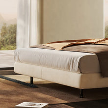 Modernist Cream Leather Bed
