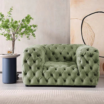 Fluff Cotton Single Seater Sofa - Avocado