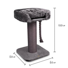 High Bed Cat Scratch Post - Charcoal Plush