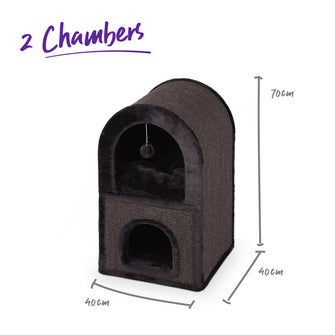 2 Chambers Cat Den - Charcoal