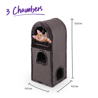 3 Chambers Cat Den - Charcoal