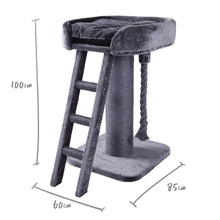 High Bed Cat Scratch Post with Ladder - Charcoal