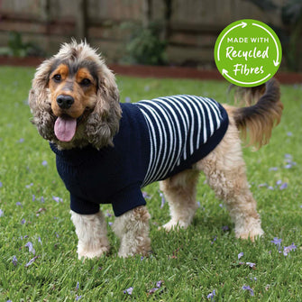 Navy Stripe Dog Jumper