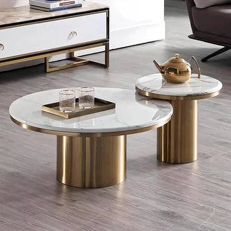 Opulence Golden Coffee Table With Marble Top