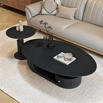 Onyx Elegance  Oval Coffee Table Set