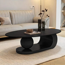 Onyx Elegance  Oval Coffee Table Set