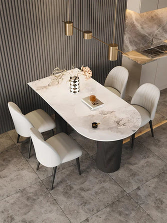 Columnar Dining Table With Marble Top