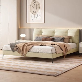 Lena Creamy Leather Bed
