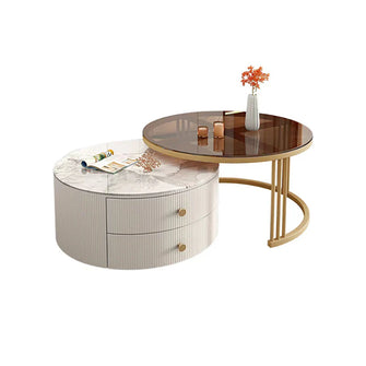Mini White Marble Coffee Table Set