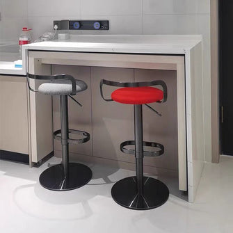 Sleek Leather Adjustable Swivel Bar Stool
