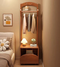 Mini Oak Shoe Cabinet With Coat Rack