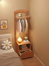 Mini Oak Shoe Cabinet With Coat Rack