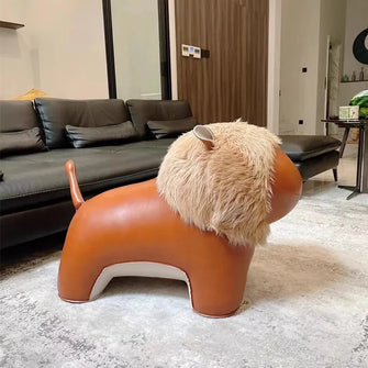 Leather Lion Stool Chair For Kids