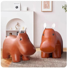 Hippo Leather Kids Stool Chair