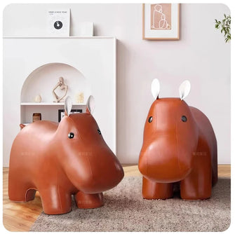 Hippo Leather Kids Stool Chair