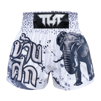 TUFF WHITE WAR ELEPHANT THAI BOXING SHORTS