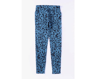 Azura Exchange Leopard Print Active Leggings Sports Pants - Blue