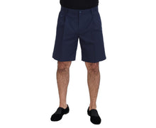 Authentic Dolce & Gabbana Chino Sports Shorts with Logo Details - Blue