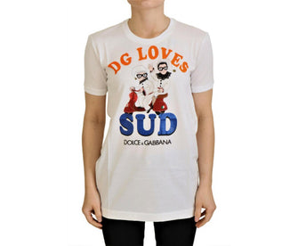 Dolce & Gabbana Women's Crew Neck T-shirt with DG LOVES SUD Motive