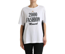 Dolce & Gabbana Women's White Slogan Print Lacing Detailed T-shirt