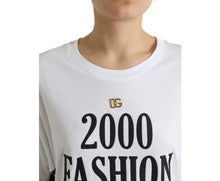 Dolce & Gabbana Women's White Slogan Print Lacing Detailed T-shirt